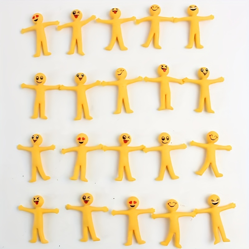 20pcs Creative Stress Relief Toys - Stretchable Yellow Characters for Kids - Christmas Toys Folded in Semi Soft Adhesive Ventilation Dolls