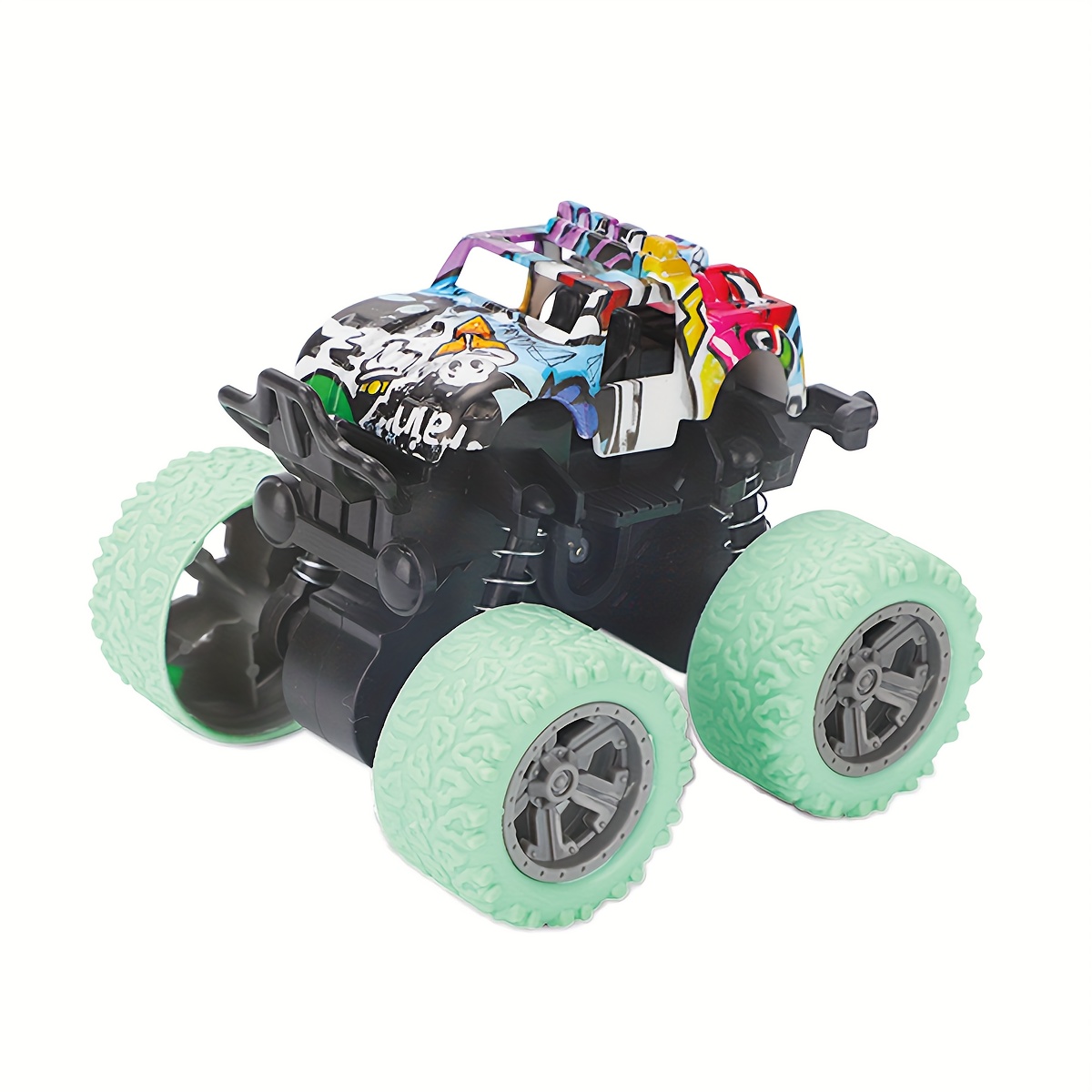 1pc Cool Inertial Four-Wheel Drive Stunt Car - 360° Rotatable, Weather Resistant, ABS Material, Push-to-Operate, Wind-Powered, Wireless-Free, Perfect for Halloween, Christmas, Thanksgiving Gift-Giving