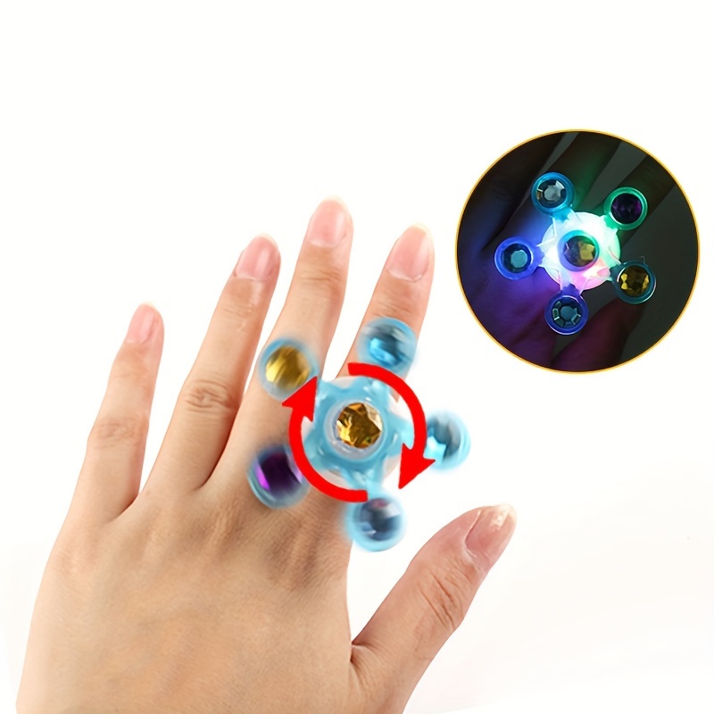 Baikr 1pc Luminous Toy Gyro Ring Sparkling Gyro Finger Light Fingertip Gyro Toy Colorful Lighting Toy Rotating Gyro Toy Educational Toys Gift Joyful Party Decorative Toys (random Color)(with Batteries)