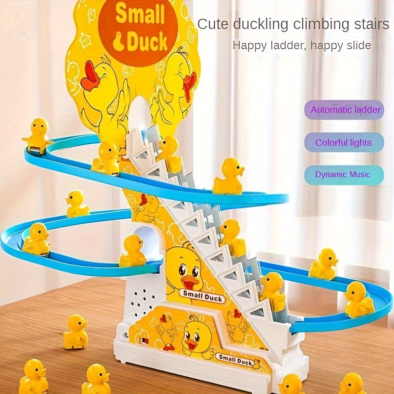 6pcs Easter Wonder - Ducklings Stair Climbing Slide Toy Set, Electric Light & Melody Fun, Educational Gift for Boys & Girls, Interactive Playtime Joy for Holidays