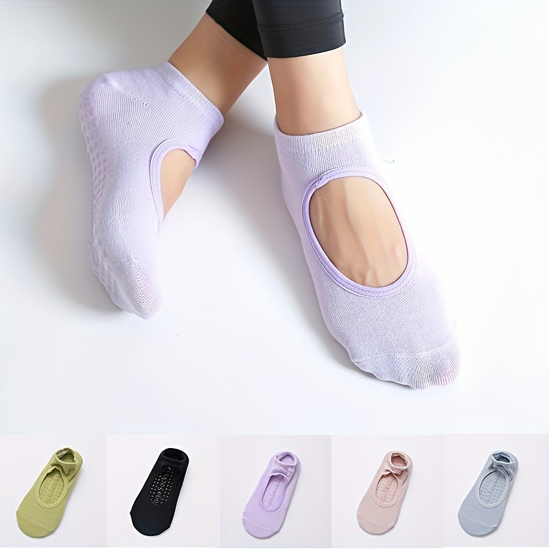 5Pair Women's Yoga Socks Anti Skid Pilates Dance Socks Non Slip Floor Slippers with Grips for Gym Indoor Sports and Fitness Barre