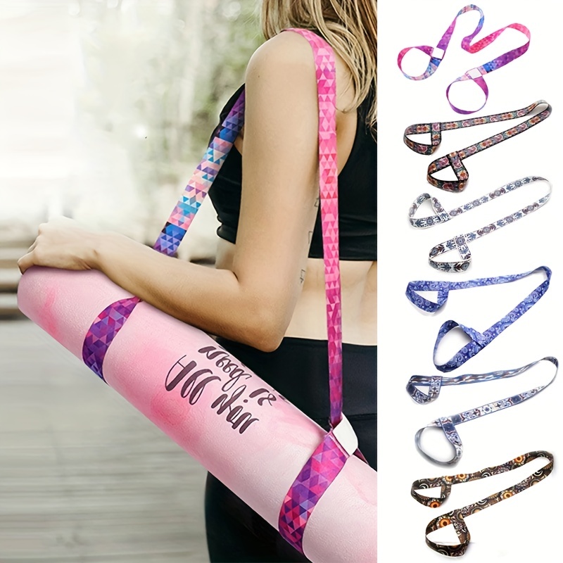 Premium Adjustable Geometric-Patterned Polyester Sports Exercise Stretch Belt - Enhance Flexibility, Improve Posture, and Reduce Injury Risk - Ideal for Yoga, Pilates, and Fitness Enthusiasts