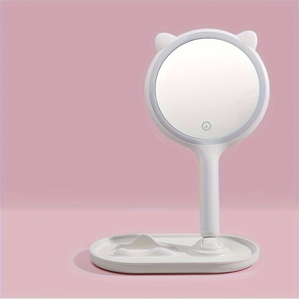 LED Makeup Mirror With Light USB Rechargeable Makeup Mirror Portable Makeup Dormitory Mirror