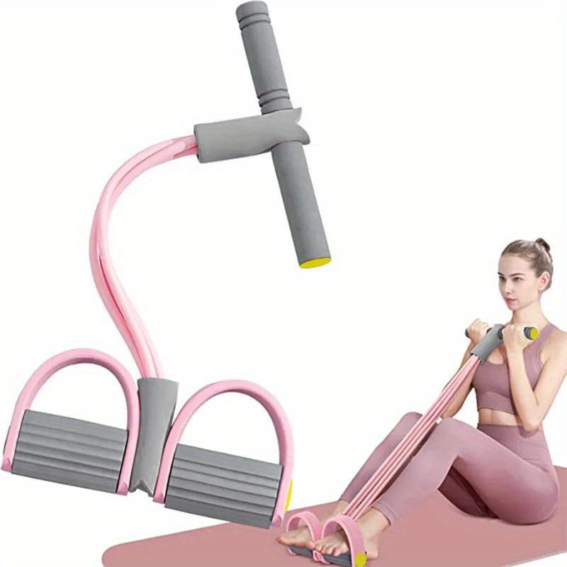 4-Tube Resistance Bands - Premium Non-Slip Yoga Pedal Puller with Medium Tension Level for Effective Abdomen, Waist, and Arm Training - Durable Synthetic Rubber Material with Comfortable Handle