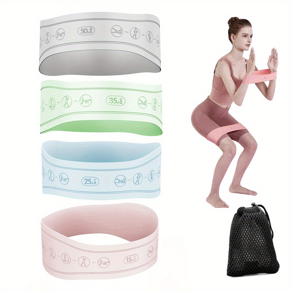 4 Pcs Premium Silicone Hip Training Stretching Rings - Elastic Yoga Resistance Belts for Strength Training, Stretching Exercises, and Yoga - Universal Fitness Accessory for Home or Outdoor Use