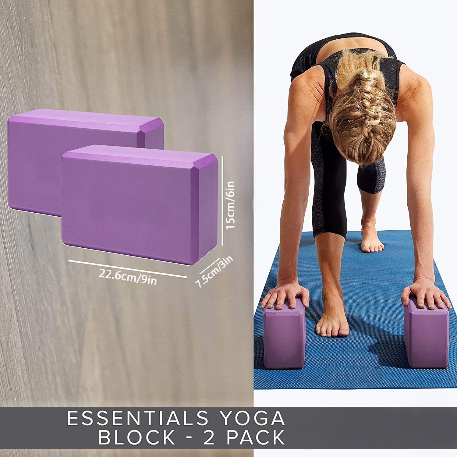 2pcs Soft and Gentle Non-Slip EVA Foam Yoga Blocks - Enhance Your Yoga, Pilates, and Meditation Experience with Extra Grip and Support - Solid Color Pattern