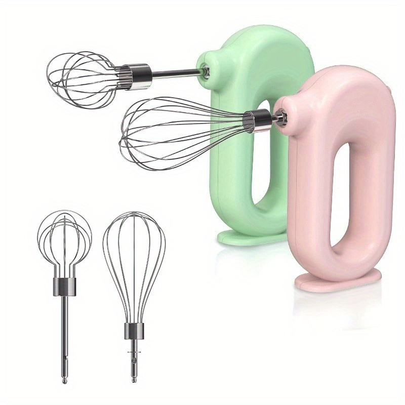 New White/Green/Pink Double-headed Switchable Egg Beater, Handheld Electric Multi-functional Semi-automatic Small Charging Wireless Milk Frother, DIY Cake Baking Gadget For Party