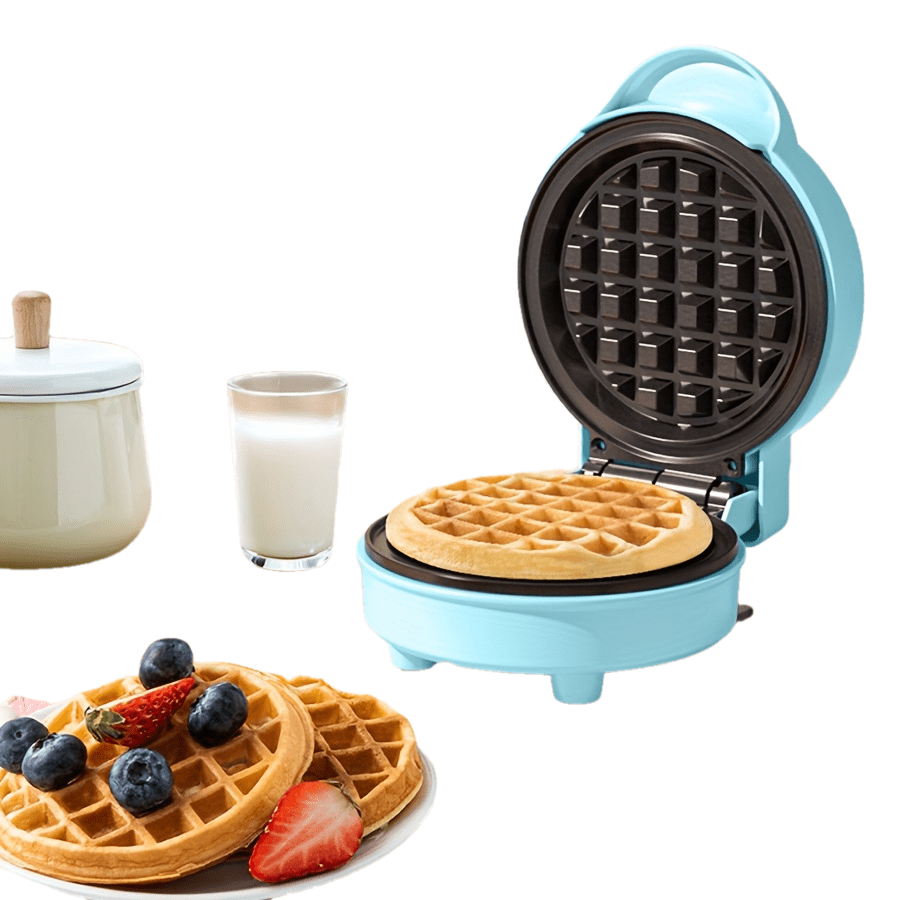 1pc, Plug-in Round Waffle Maker, Overheating Protection, Non-stick Baking Pan, Mini Waffle Maker, Suitable For Home Breakfast Use, Cookware, Kitchenware, Kitchen Accessories Kitchen Stuff Small Kitchen Appliance