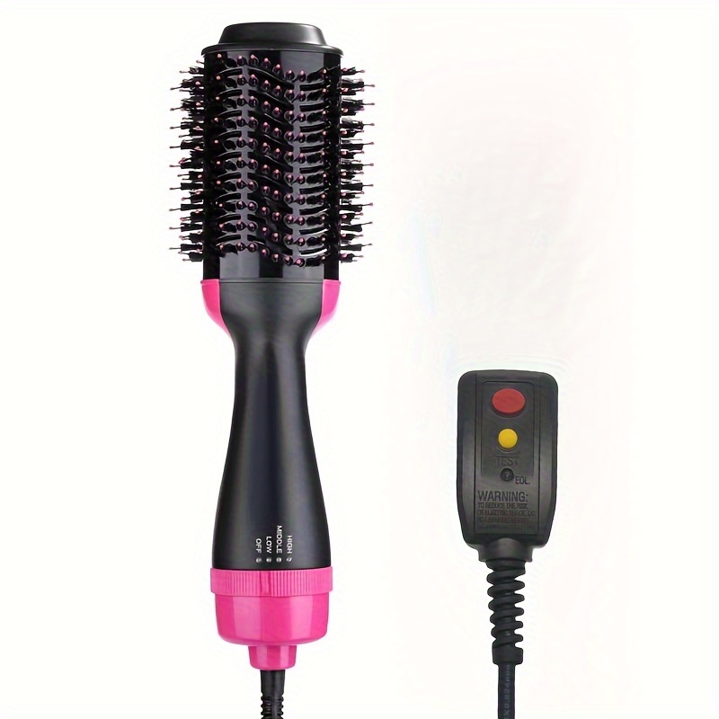 [US Plug+Leakage Protection] Hot Air Brush, 4-in-1 Full-bodied Hair Dryer Brush, Negative Ion Hair Dryer Comb, Salon Hair Styling Brush, Used For Straightening, Curling And Drying, With Leakage Protection Plug