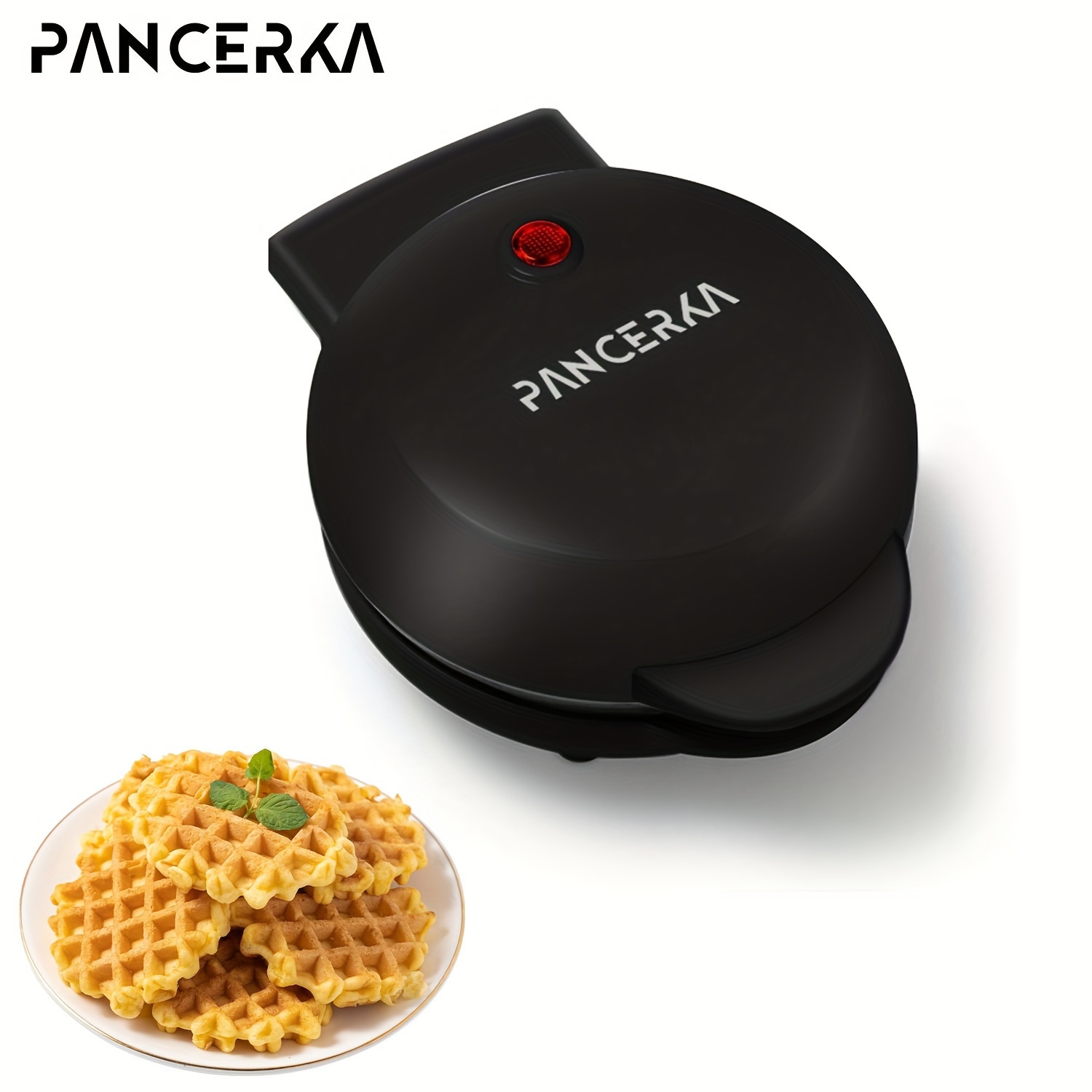 Mini Waffle Making Machine, 5 Inch Chaffle Maker With Compact Design, Easy To Clean, Non-Stick Surface, Recipe Guide Included, Perfect For Breakfast, Dessert, Sandwich, Or Other Snacks, Black