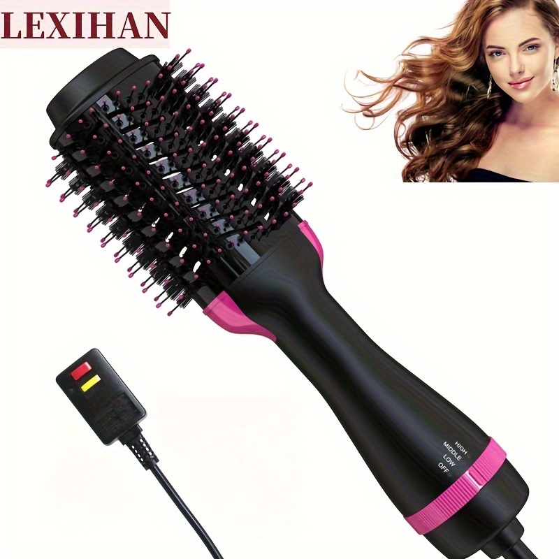 [US Plug+Leakage Protection] Hot Air Brush, 4-in-1 Full-bodied Hair Dryer Brush, Negative Ion Hair Dryer Comb, Salon Hair Styling Brush, Used For Straightening, Curling And Drying, With Leakage Protection Plug