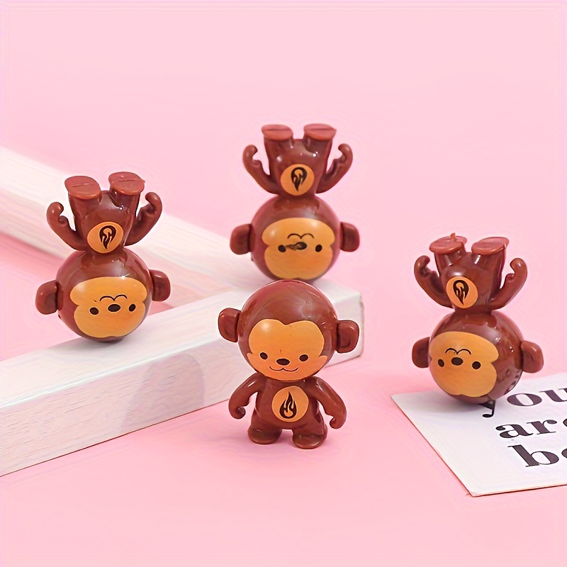 16pcs, Small Monkey Tumbler, Reversing Rotating Mini Decoration, Small Gift Ornament Shaking Cute Fun , Christmas Halloween Gift