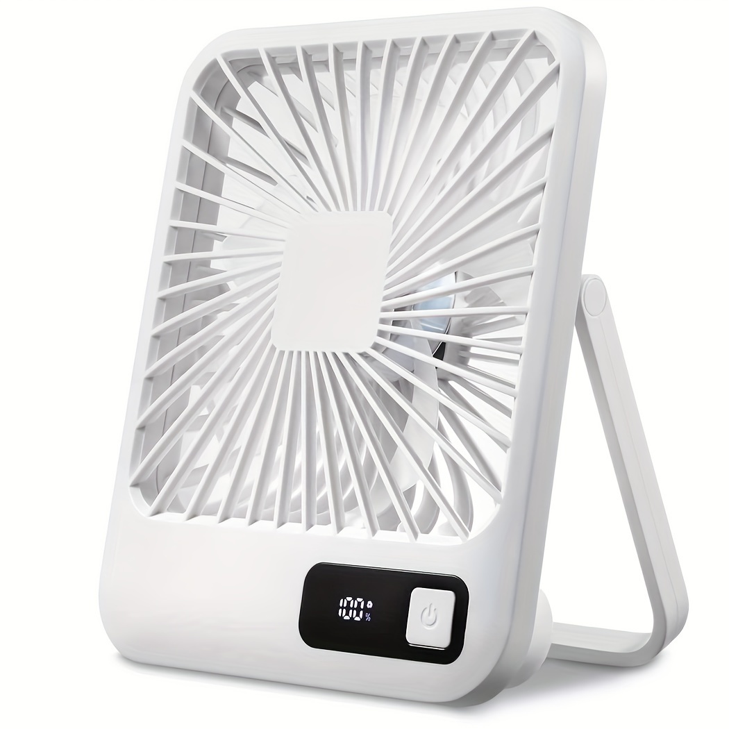 1pc, USB Desktop Fan 6.5 Inch Portable Desktop Fan 180° Foldable 1800mAh Battery Operated Small Personal Desktop Fan For Home Office, 5 Speeds