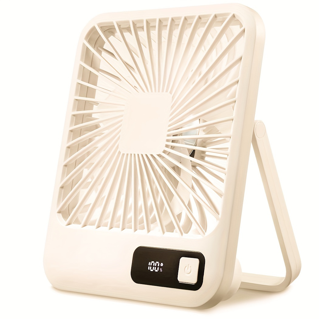 1pc, USB Desktop Fan 6.5 Inch Portable Desktop Fan 180° Foldable 1800mAh Battery Operated Small Personal Desktop Fan For Home Office, 5 Speeds