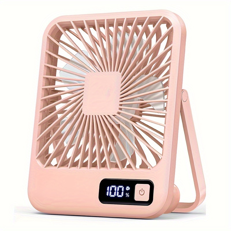 1pc, USB Desktop Fan 6.5 Inch Portable Desktop Fan 180° Foldable 1800mAh Battery Operated Small Personal Desktop Fan For Home Office, 5 Speeds