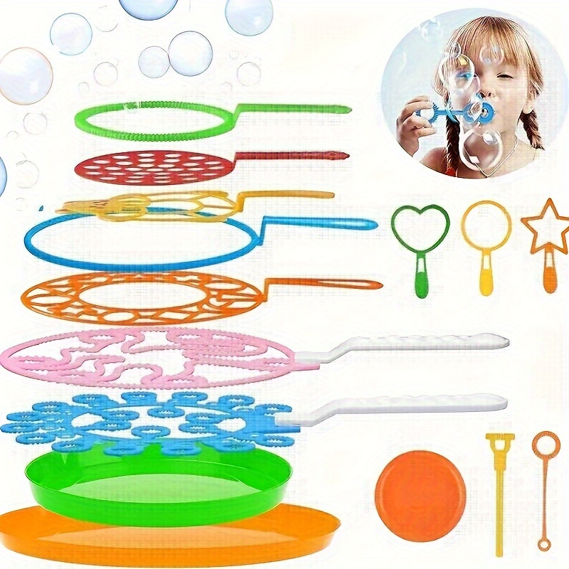 Bubble Wands Set - Big Bubble Wands Fun Bubble Machine With Tray For Outdoor Play, Birthday Parties And Games (Bubble Liquid Not Included) Random Color