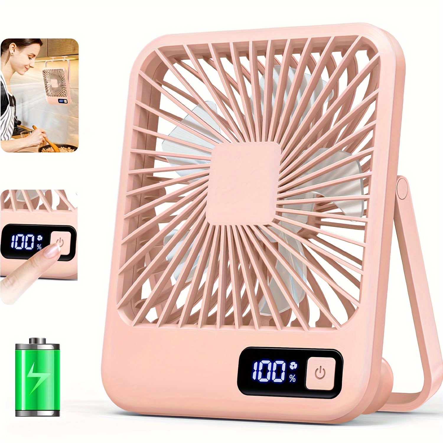 1pc, USB Desktop Fan 6.5 Inch Portable Desktop Fan 180° Foldable 1800mAh Battery Operated Small Personal Desktop Fan For Home Office, 5 Speeds