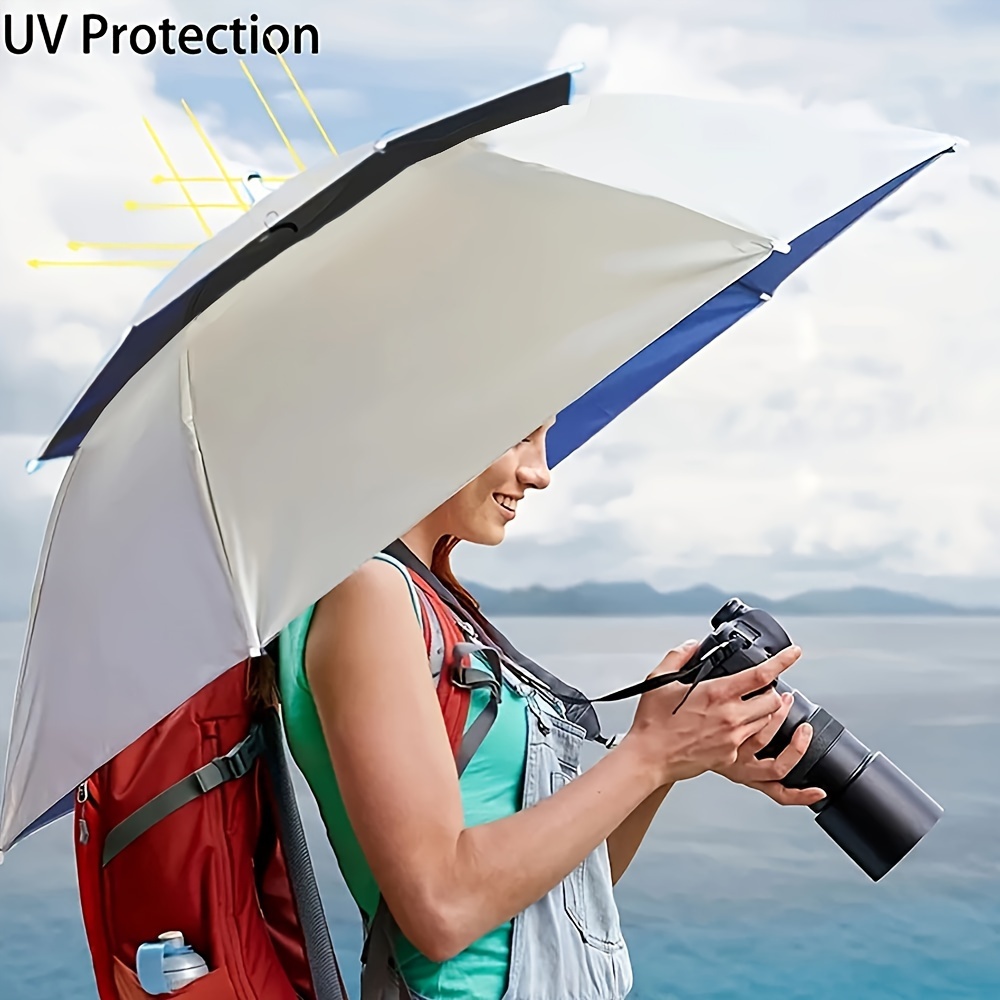 Wearable Double Canopy Vented Hat Umbrella With UV Protection, Casual Lightweight Durable Umbrella For Outdoor Fishing, Trekking, Hiking