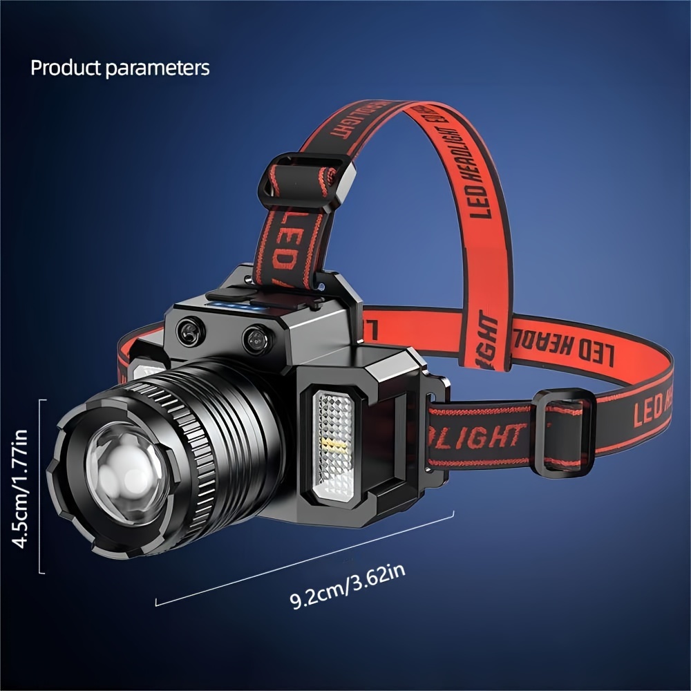 1pc Staaricc Rechargeable LED Headlamp, HXP50+COB Sensor Headlight For Adults And Kids, Outdoor Camping Running Cycling Hunting Fishing Emergency