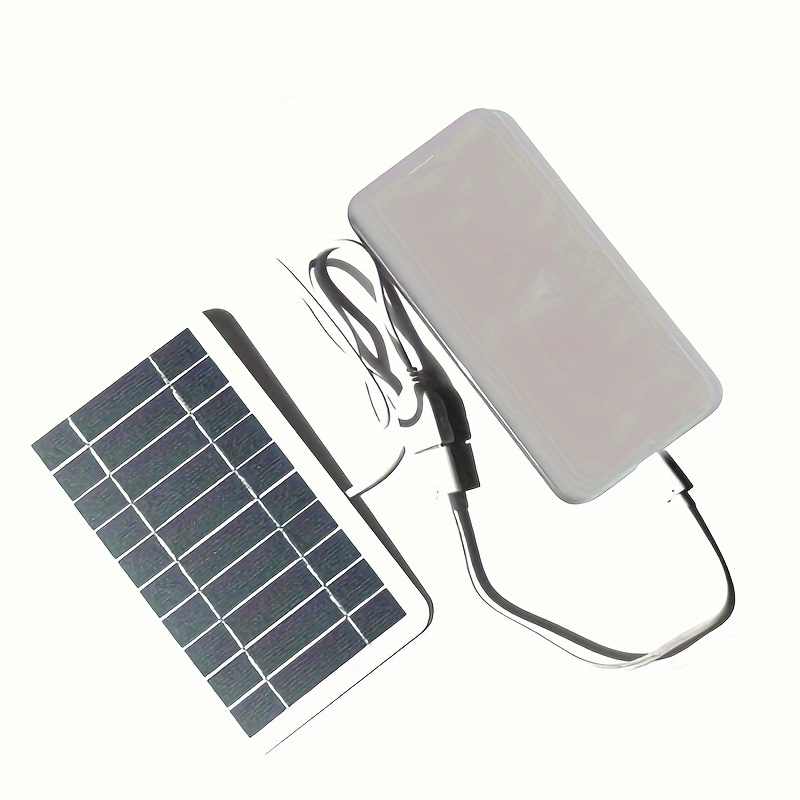 1pc Portable Solar Charger Panel - Waterproof, 36V, 5W, USB Output for Outdoor Travel, Camping, Mobile Power, Phone Charging, Flashlight, Fan - Solar Powered, Male to Male Connector