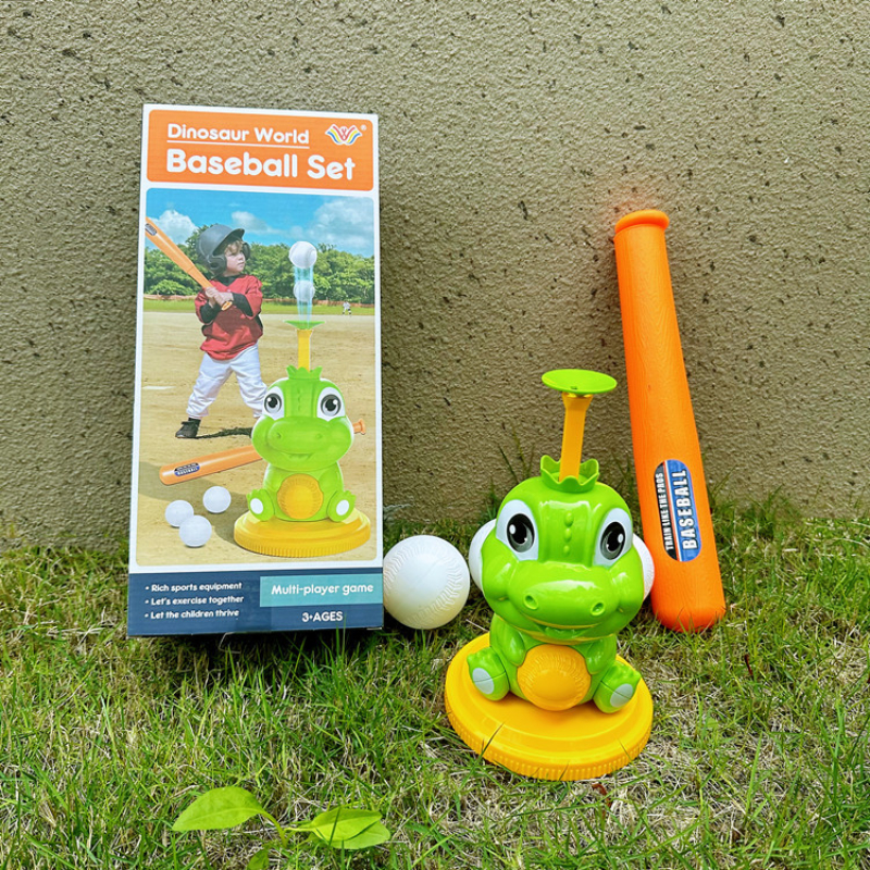 New Children's Sports Cartoon Dinosaur Baseball Set Parent-child Indoor And Outdoor Activity Toy Server Christmas Gift (including 3 Balls)