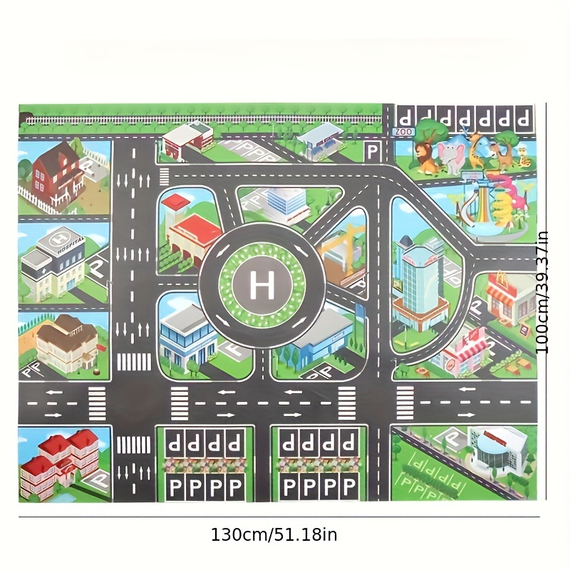 1pc, City Traffic Play Mat, Large Non-Woven Game Pad, Waterproof Moisture-proof, Modern Style, Interactive Road Map For Kids Playing With Toy Cars, Room Decor, Educational Tool