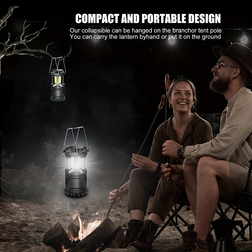 2pcs Ultra-Bright LED Camping Lanterns - Portable, Collapsible, Water-Resistant, and Energy-Efficient Emergency Flashlights with Long-Lasting Battery Life (AAA Batteries Not Included) for Outdoor Adventures and Home Emergencies