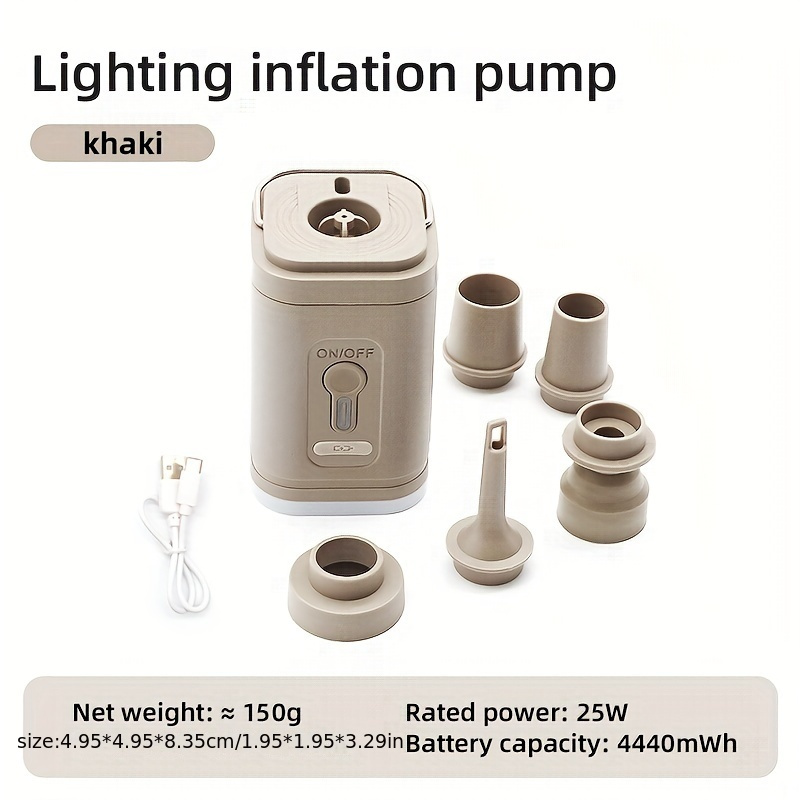 WEST TUNE Compact 3-in-1 Air Pump: Automatic Inflating/Deflating with LED Light, USB Rechargeable for Camping & Outdoors