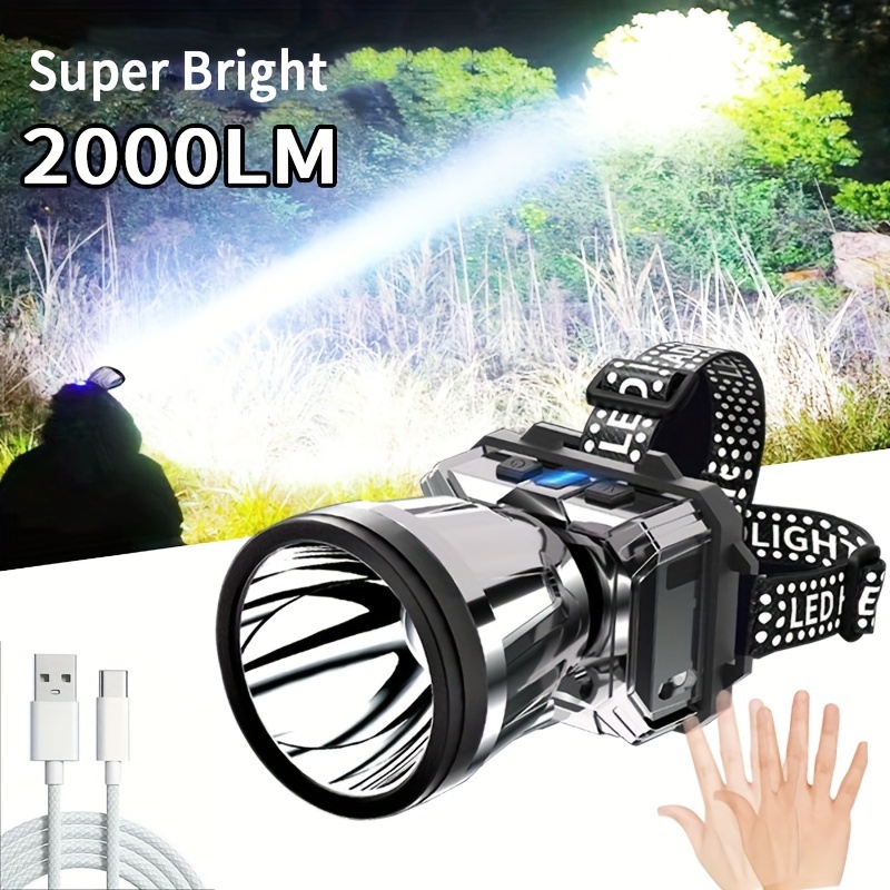 1pc Super Bright USB Charging Headlight, For Outdoor Lighting, Home Lighting, Camping, Hiking, Night Cycling, Fishing