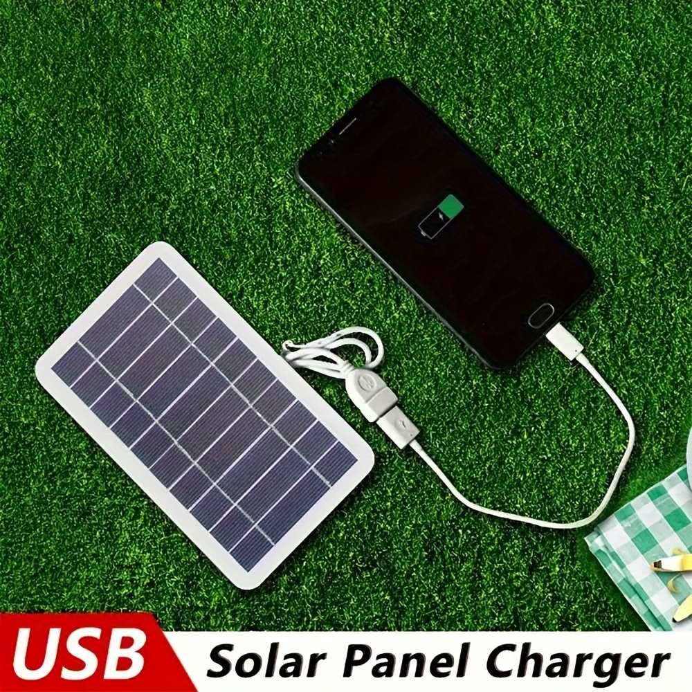 1pc Portable Solar Charger Panel - Waterproof, 36V, 5W, USB Output for Outdoor Travel, Camping, Mobile Power, Phone Charging, Flashlight, Fan - Solar Powered, Male to Male Connector