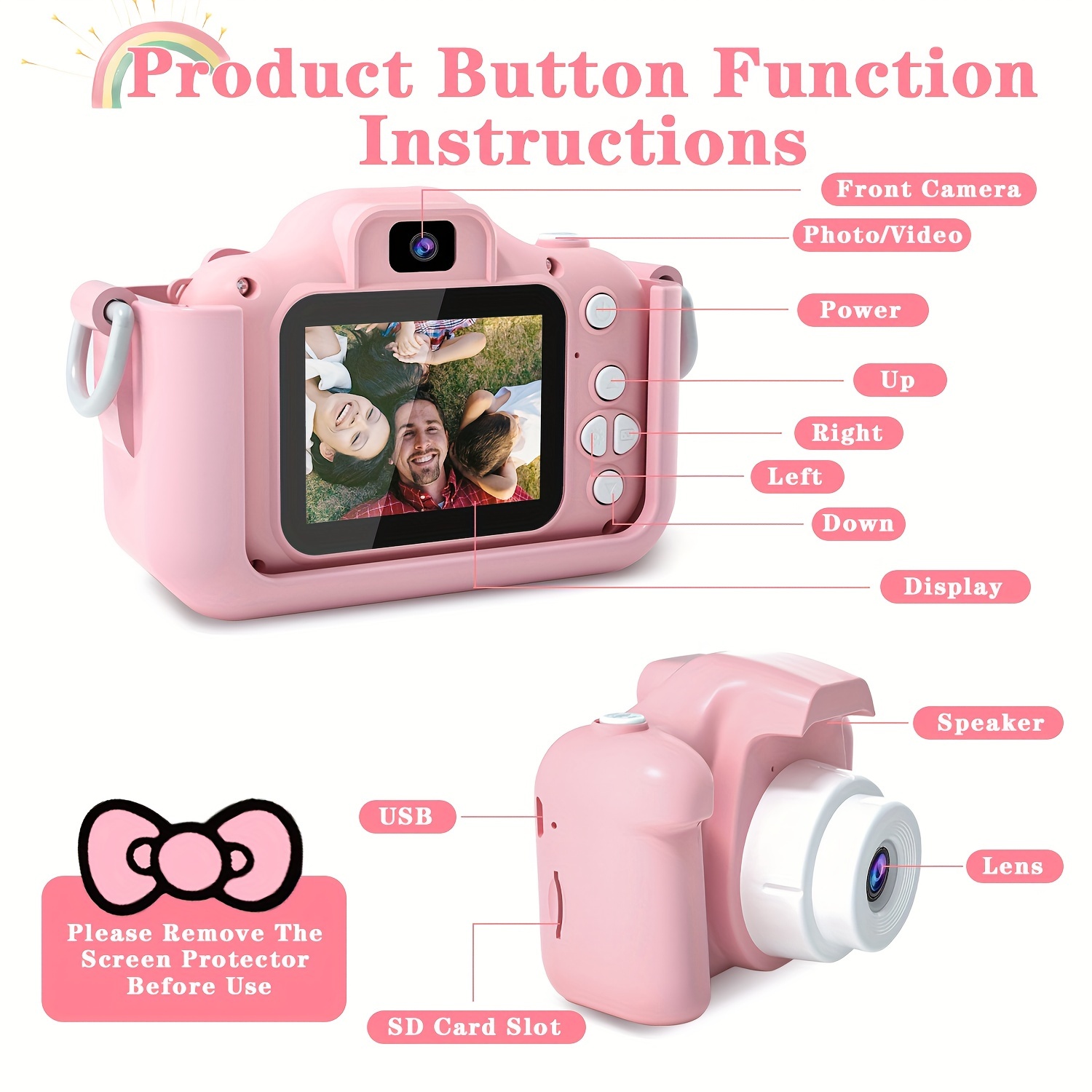 1pc Video Camera Toy Digital Camera, With Video, Christmas Birthday Gift, Selfie Camera 32GB SD Card Christmas, Halloween, Thanksgiving Gift