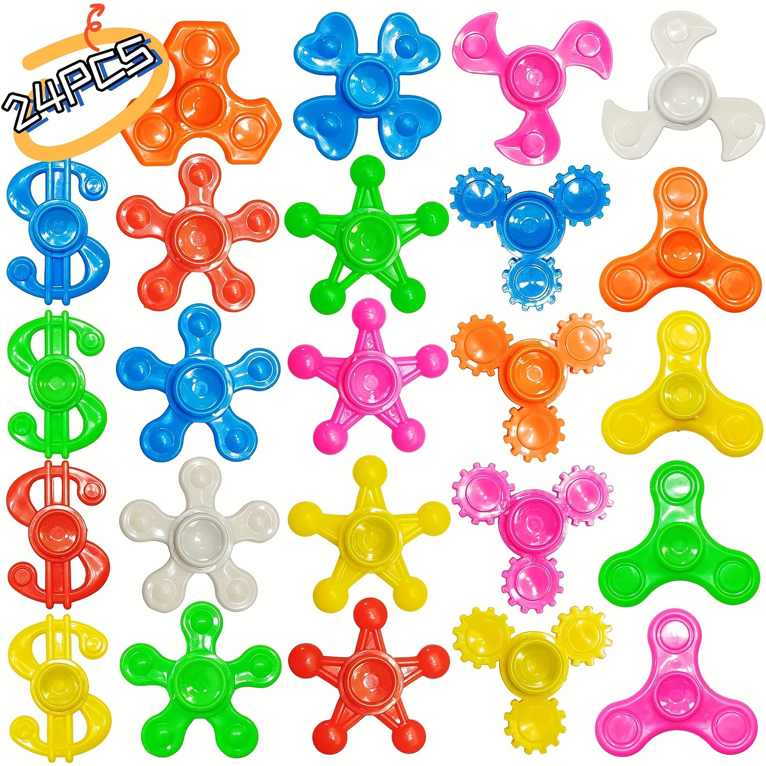 24pcs, Fidget Spinners Bulk-Mini Fidget Spinner Toys For Kids Teens Adults Birthday Party Favors, Return Gifts, Goodie Bags Stuffers, Party Games, Classroom Rewards Carnival Prizes