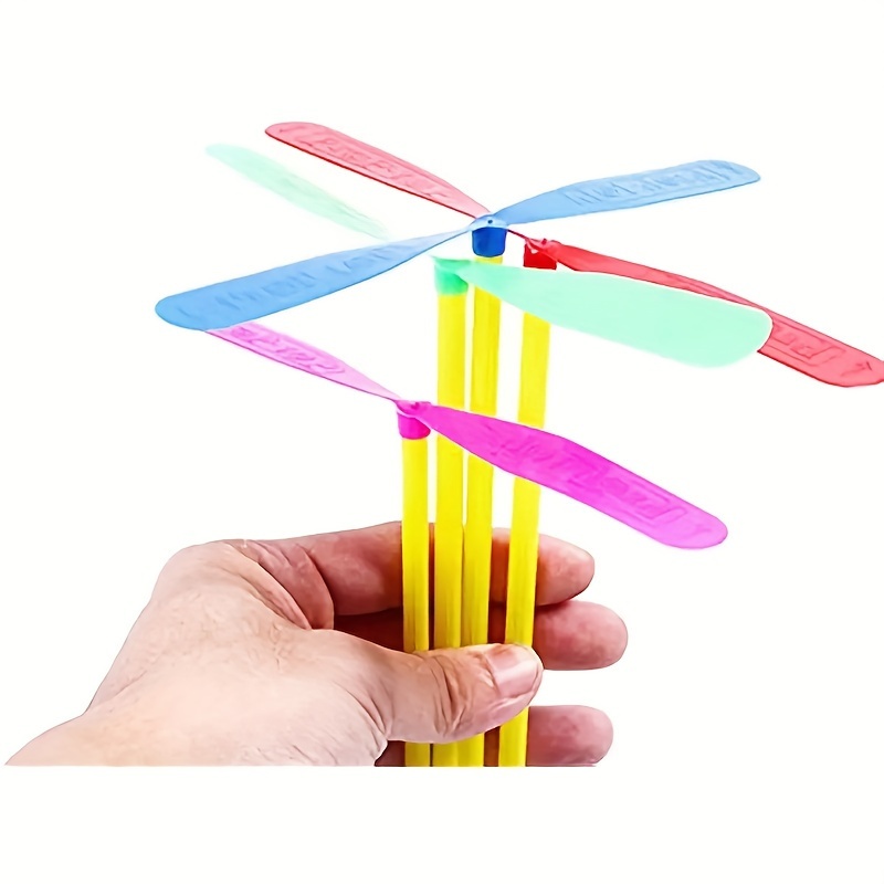 15pcs Plastic Dragonfly Plastic Bamboo-Copter And Helicopter Flying Toy, Multi-Colored Great Party Favors Easter Gift, Flying Toys, Birthday Holiday Party Toys