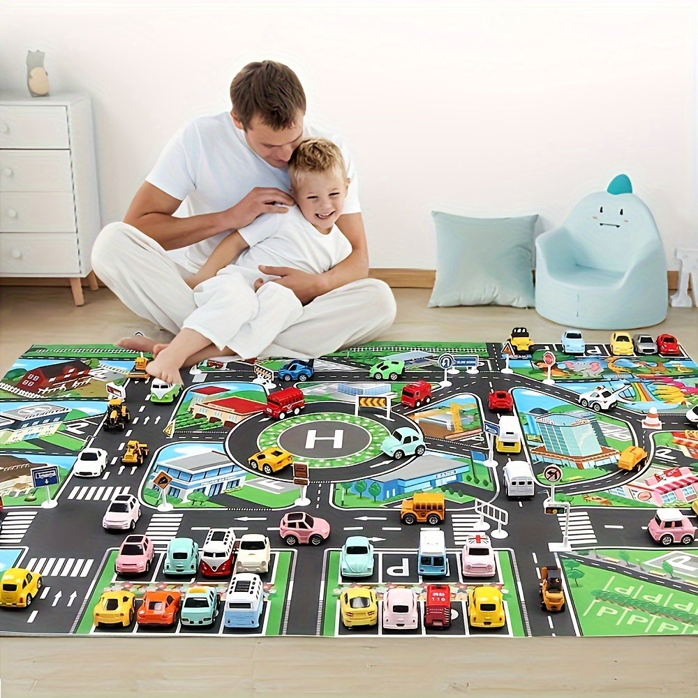 1pc, City Traffic Play Mat, Large Non-Woven Game Pad, Waterproof Moisture-proof, Modern Style, Interactive Road Map For Kids Playing With Toy Cars, Room Decor, Educational Tool