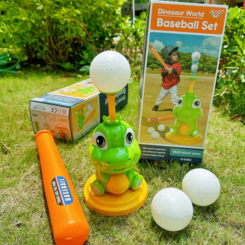 New Children's Sports Cartoon Dinosaur Baseball Set Parent-child Indoor And Outdoor Activity Toy Server Christmas Gift (including 3 Balls)