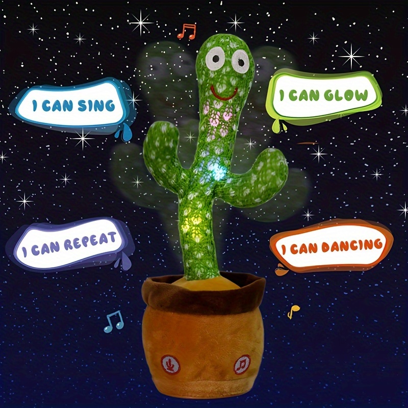 Talking Cactus Toy, Dancing Cactus Baby Toy With Lighting, Singing Mimicking Cactus Baby Toys Repeat What You Say Cactus, Recording 15 Seconds