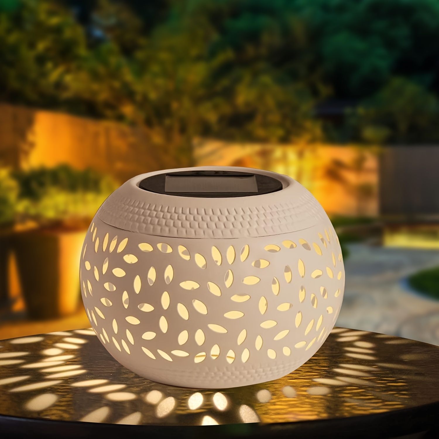 1 Pack White Metal Solar Table Light - Dancing Flickering Flame Effect, Waterproof, Detachable, Semi-Flush Mount, Nickel Battery Powered, With Installation Hardware - Perfect for Desk, Bedroom, Patio, Garden, Pathway, Yard Decor