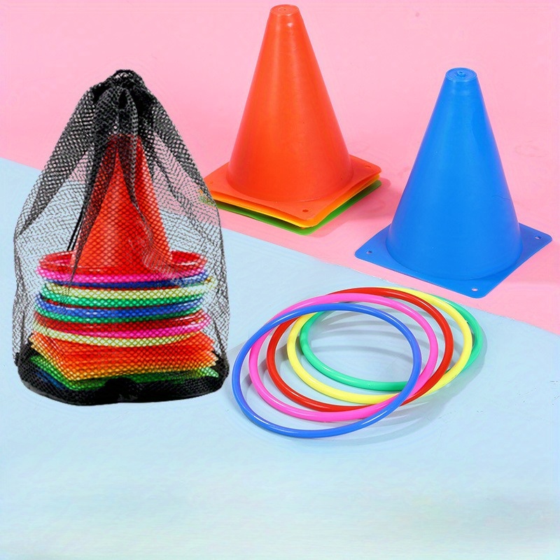 1set Creative Ice Cream Tube With Circular Throwing Toys, Sports Sensory Training With Colored Logo Barrels, Outdoor Games, Cone Throwing Interactive Games