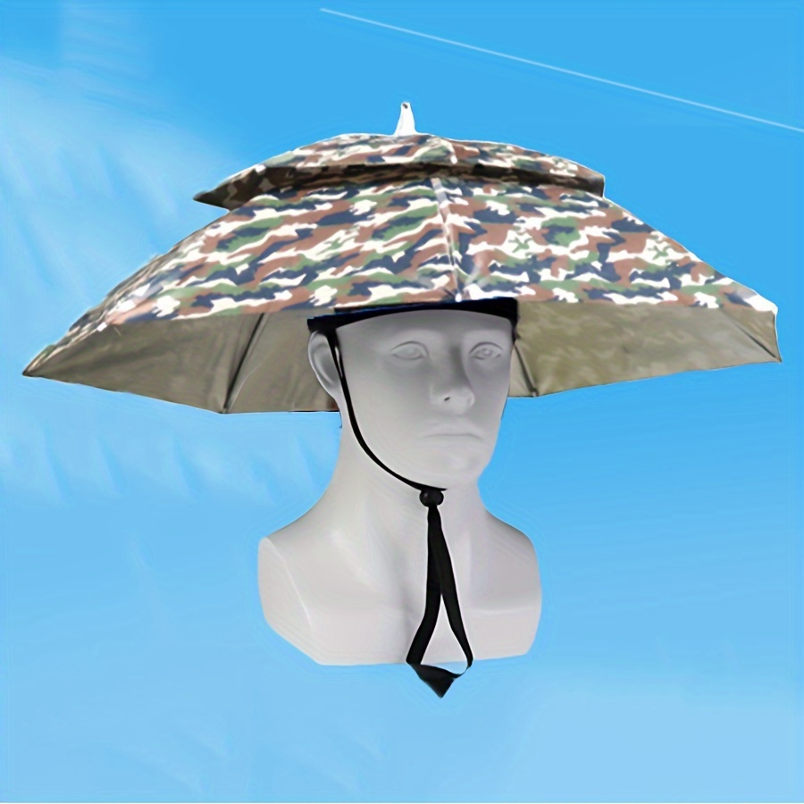 Wearable Double Canopy Vented Hat Umbrella With UV Protection, Casual Lightweight Durable Umbrella For Outdoor Fishing, Trekking, Hiking