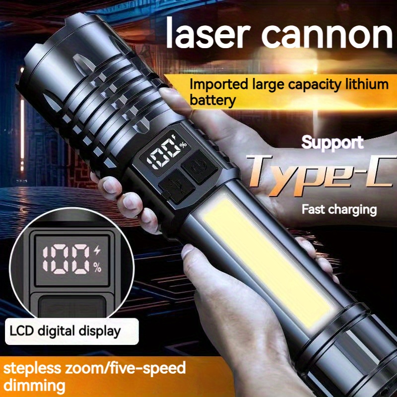 Super Bright XHP70 Powerful Led Flashlight Power Bank Torch Light USB Rechargeable Camping Flashlight With COB Lamp