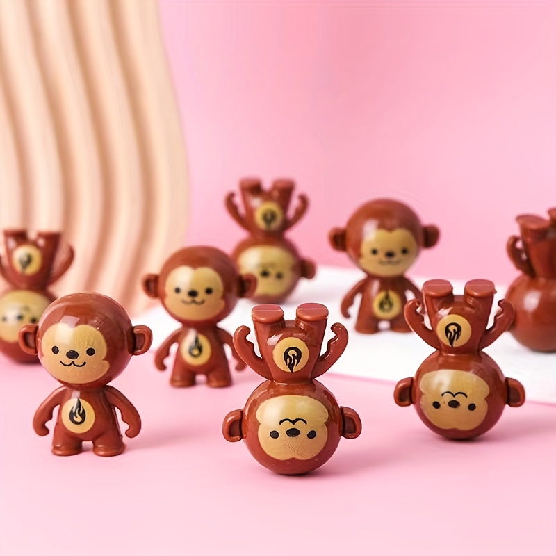 16pcs, Small Monkey Tumbler, Reversing Rotating Mini Decoration, Small Gift Ornament Shaking Cute Fun , Christmas Halloween Gift