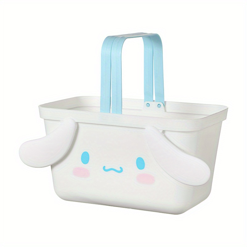 1pc Samio Cute Kawaii Portable Storage Basket, Plastic Organizer Box With Handle, Multipurpose Caddy For Snacks, Gifts, Accessories, Clothes Storage - Authorized