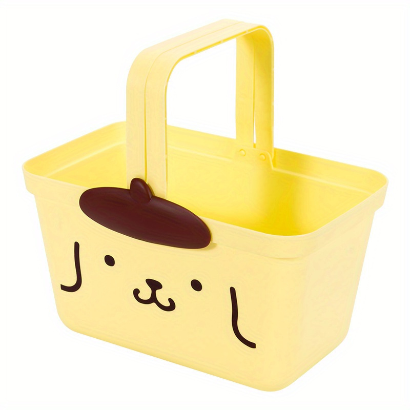 1pc Samio Cute Kawaii Portable Storage Basket, Plastic Organizer Box With Handle, Multipurpose Caddy For Snacks, Gifts, Accessories, Clothes Storage - Authorized