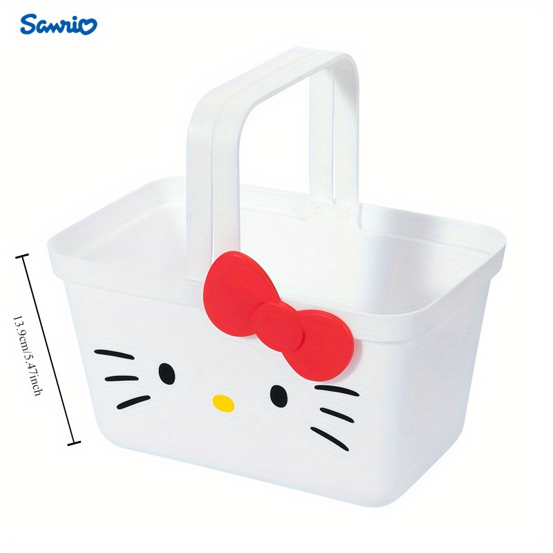 1pc Samio Cute Kawaii Portable Storage Basket, Plastic Organizer Box With Handle, Multipurpose Caddy For Snacks, Gifts, Accessories, Clothes Storage - Authorized