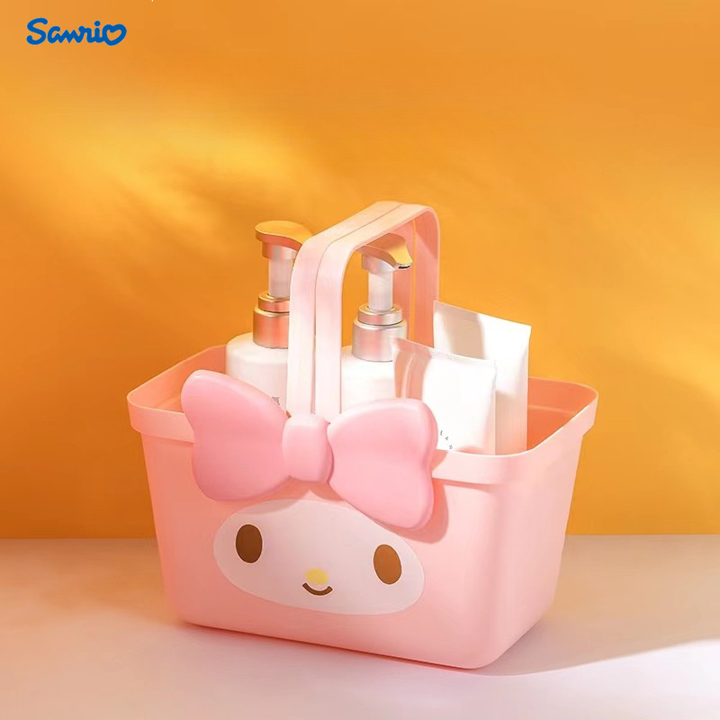 1pc Samio Cute Kawaii Portable Storage Basket, Plastic Organizer Box With Handle, Multipurpose Caddy For Snacks, Gifts, Accessories, Clothes Storage - Authorized