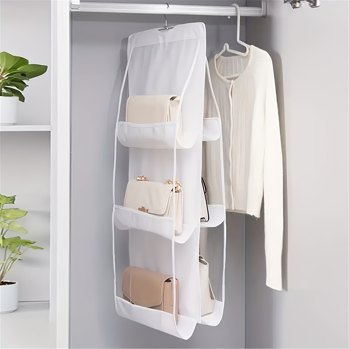 Space-Saving Hanging Handbag Organizer - Durable Multi-Layer Wardrobe Storage for Easy Access & Protection