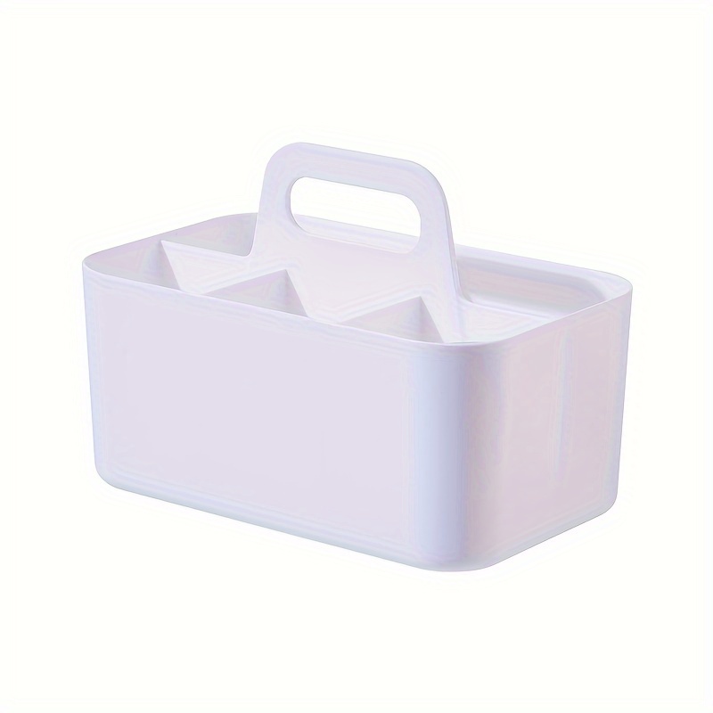 1pc Portable Plastic Storage Basket with 5 Compartments for Stationery and Art Supplies - Ideal for Home, Office, Classroom, and Dorm Use (White)