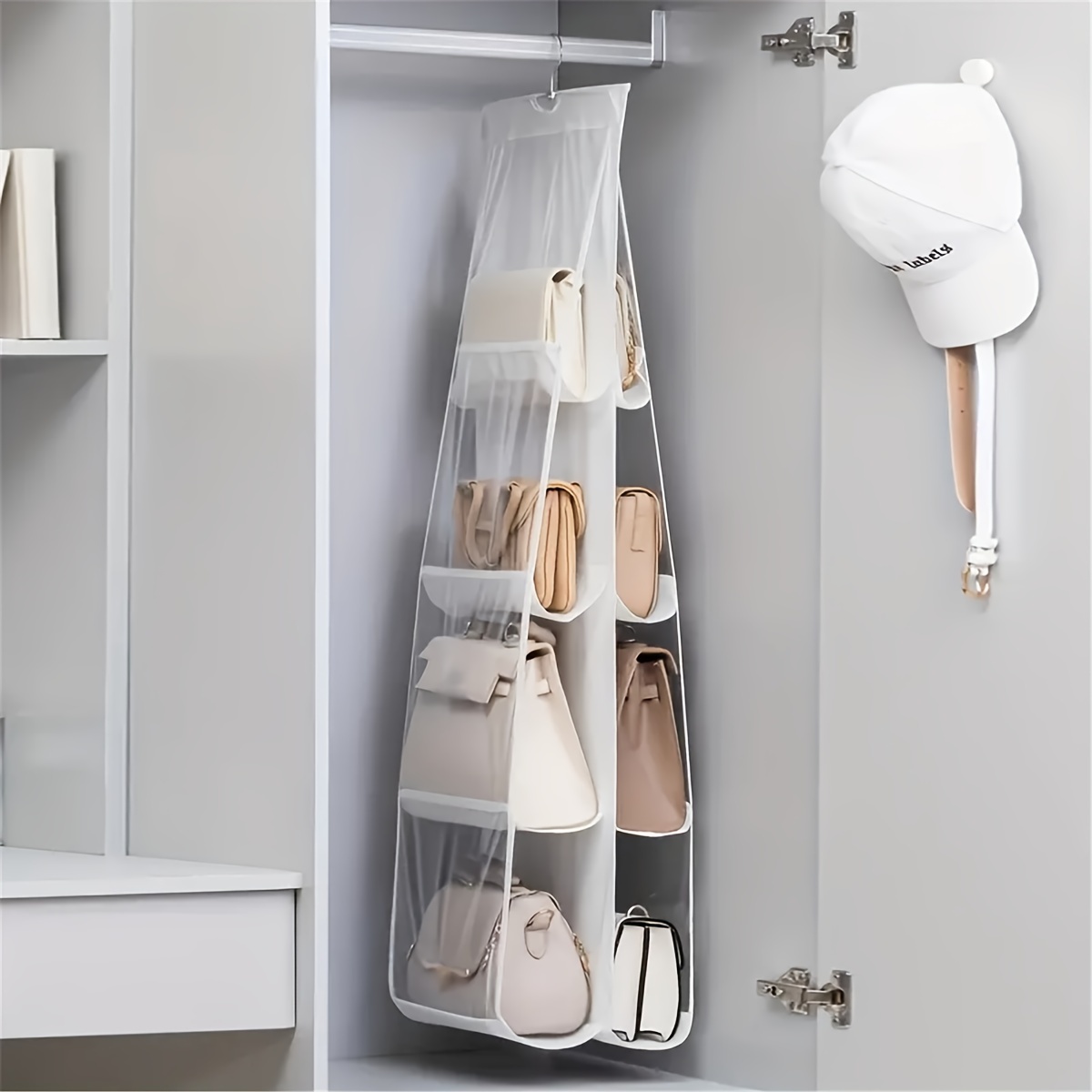 Space-Saving Hanging Handbag Organizer - Durable Multi-Layer Wardrobe Storage for Easy Access & Protection