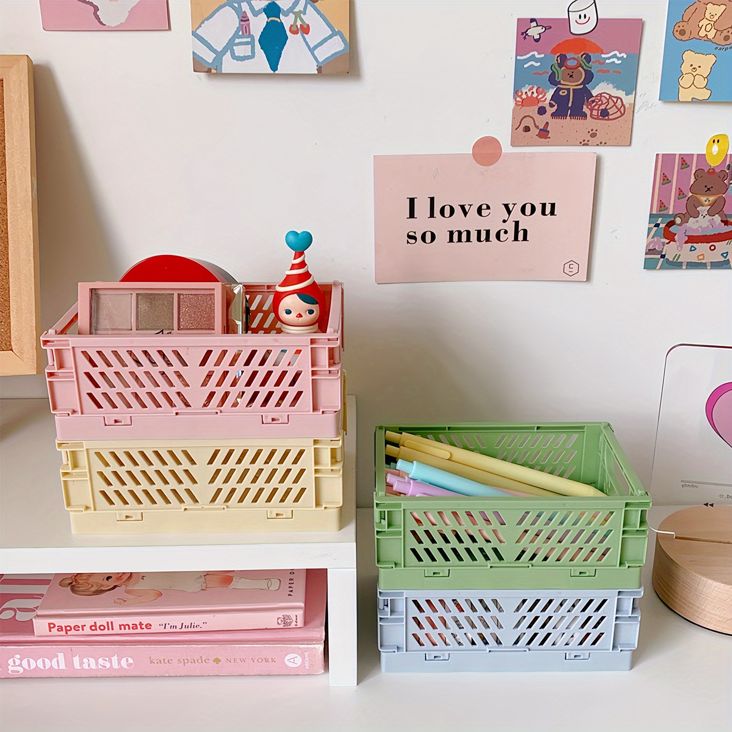 4 packs Foldable Storage Baskets for Cosmetics - Organize Your Office, Bathroom, Bedroom, and Kitchen with Ease