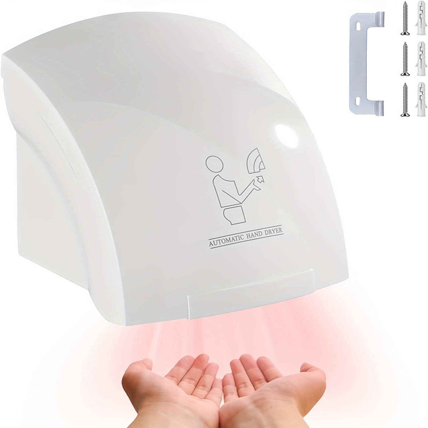 Baik7 High-Speed Automatic Hand Dryer - Warm Air, Compact & Energy-Efficient Design - Ideal for Home/Commercial Restrooms & Offices - Sleek White